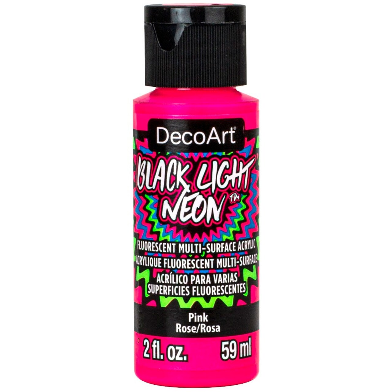 DecoArt Black Light Neon Acrylic Paint 2oz – Fluorescent UV Reactive Acrylic for Craft, Art, DIY & Party Projects